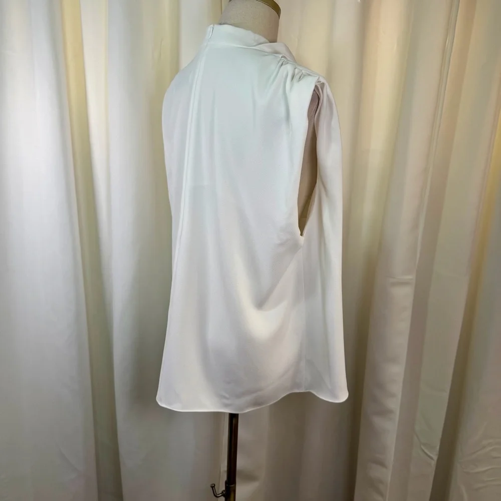NWT Zara Pleated Shoulder Draped Cowl Neck Sleeveless Blouse in White Size XL - Picture 13 of 16
